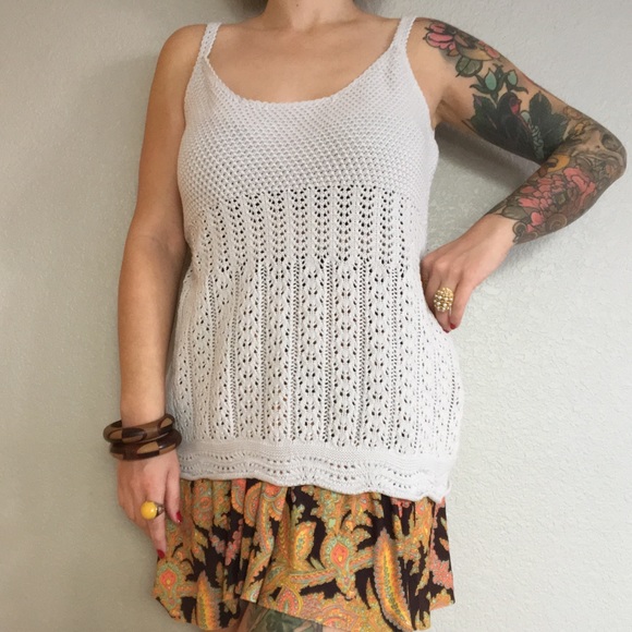 Old Navy Tops - Women’s Beige Knitted Crochet Sweater tank top